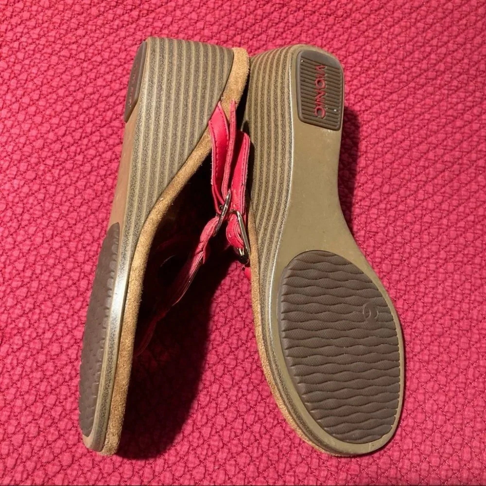 VIONIC Sz 5 Park Orchid Leather Thong Wedge  Suede Insole Sandals - Picture 4 of 9